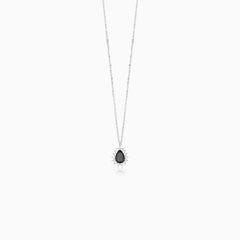 Sterling Silver Royal Onyx Pear Necklace