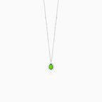 Sterling Silver Pear Emerald Necklace