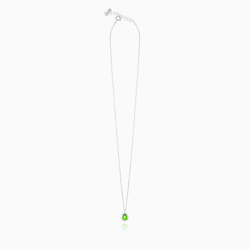 Sterling Silver Pear Emerald Necklace