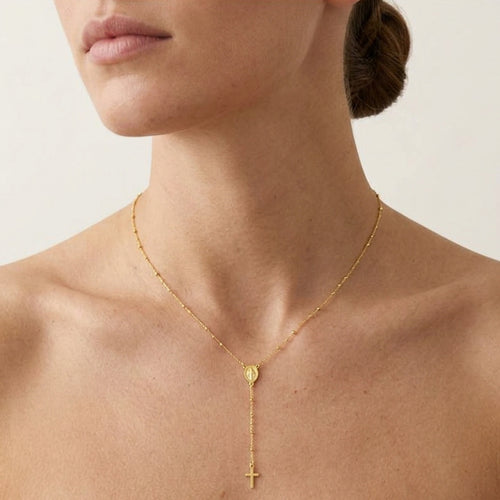 Gold Plated Silver Rosary Necklace