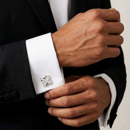 Men’s Sterling Silver Geometric Cufflinks