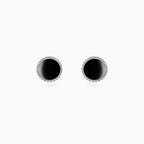 Round Onyx Cufflinks in Sterling Silver