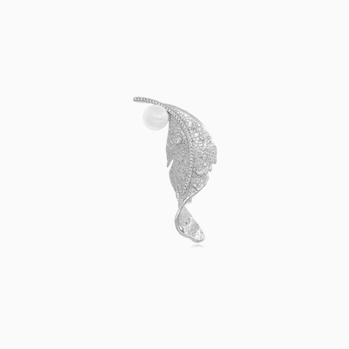 Sterling Silber Blatt Brosche mit Perle
