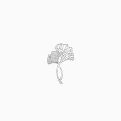 Sterling silver flower brooch with cubic zirconia