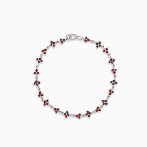Sterling silver bracelet with garnet stones