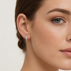 Sterling Silver Bezel Set Hoop Earrings