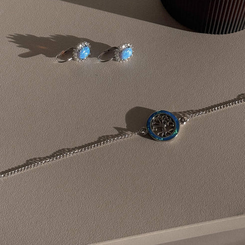 Lebensbaum-Armband aus Sterlingsilber mit Kette