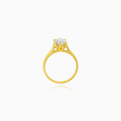 Lotos Marquise Lab Diamond Ring in Yellow Gold