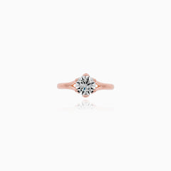 Lotus Setting Lab Grown Diamond Ring In Rose Gold