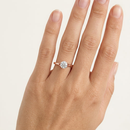 Lotus Setting Lab Grown Diamond Ring In Rose Gold