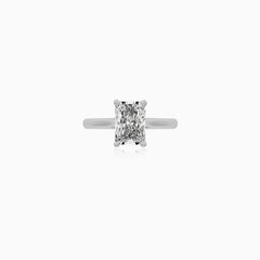 Radiant Cut Lab Grown Diamond Lotus Ring In White Gold