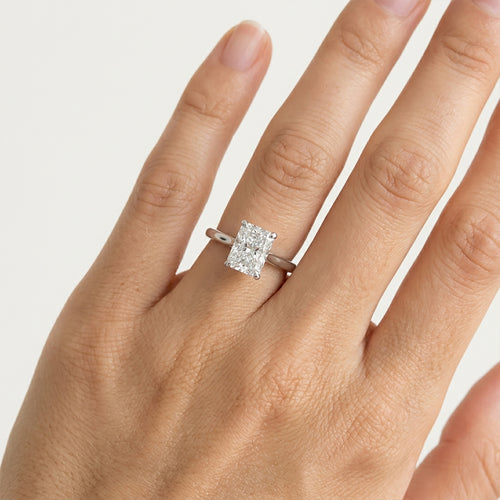 Radiant Cut Lab Grown Diamond Lotus Ring In White Gold