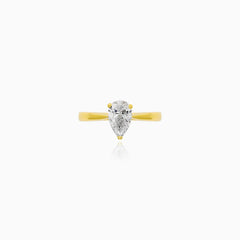 Yellow Gold Pear-Cut Lab-Grown Diamond Lotus Engagement Ring