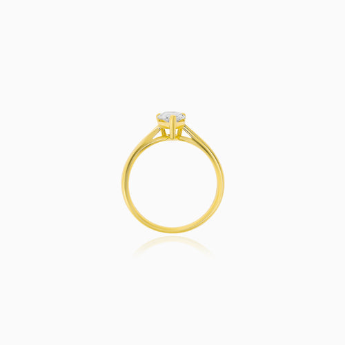 Yellow Gold Pear-Cut Lab-Grown Diamond Lotus Engagement Ring