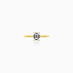 Yellow Gold Solitaire Ring with Rectangular Lab-Grown Diamond