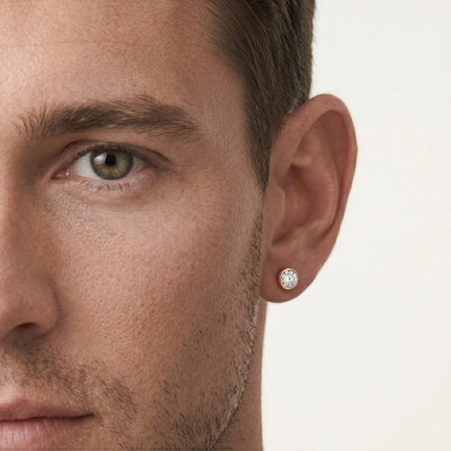 Náušnice Z Růžového Zlata S Kulatými Diamanty