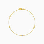 : Three Diamond Station Bracelet in 14k Yellow Gold
