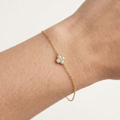 Diamond Flower Bracelet in 14k Yellow Gold