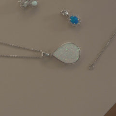 Sterling silver pendant with pear opal