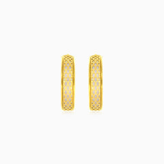 Doppelstrahl-Mesh-Verschluss-Hoops aus Gelb- und Weißgold