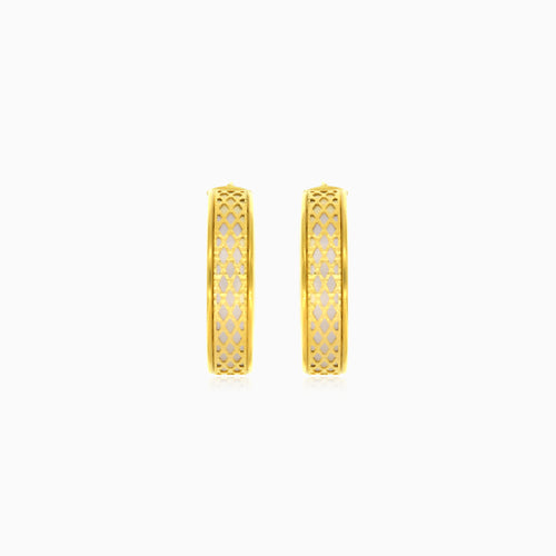 Doppelstrahl-Mesh-Verschluss-Hoops aus Gelb- und Weißgold