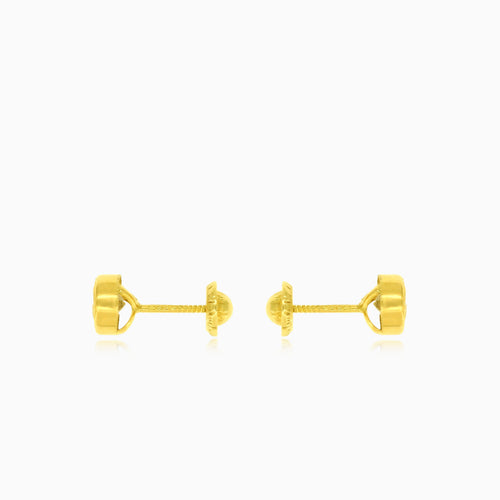 Bezel gold stud screwback earrings
