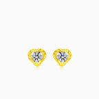 Tiny heart with cubic zirconia gold earrings