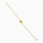 Yellow gold heart bracelet with double chain