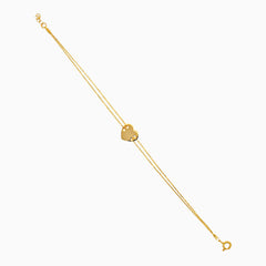 Yellow gold heart bracelet with double chain