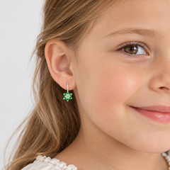 Drop flower earrings with emerald accent