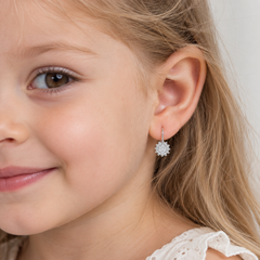 Pendientes colgantes de flor de plata esterlina