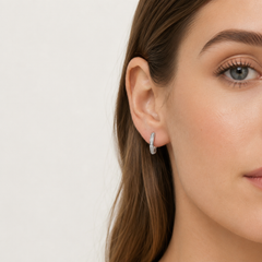 Sterling Silver Pavé Hoop Earrings