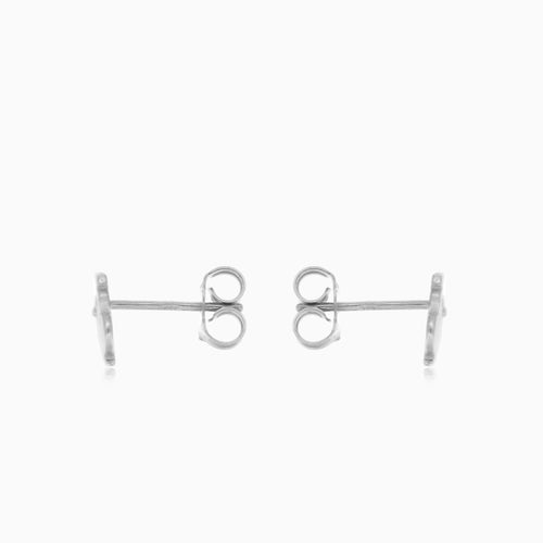 White gold owl earrings with cubic zirconia