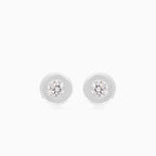 18kt white gold round bezel cubic zirconia stud earrings