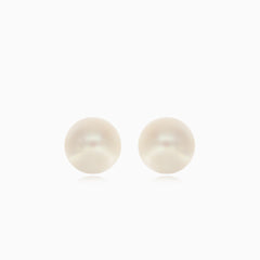 White gold with white pearl stud earrings
