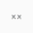 White gold stud earrings with round cubic zirconia