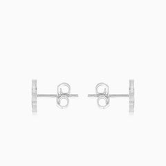 White gold mother of pearl clover leaf stud earring