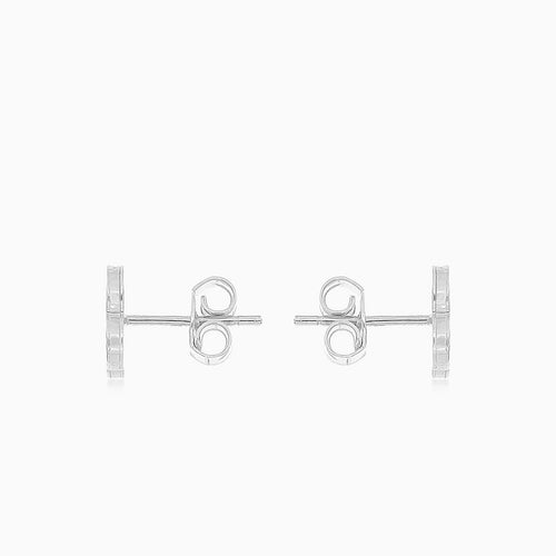 White gold mother of pearl clover leaf stud earring