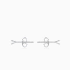 White gold stud earrings with round cubic zirconia
