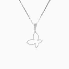 Pendentif papillon en or blanc
