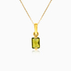 Yellow Gold Pendant with Stylish Moldavite Stone