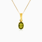 Pendentif en or jaune avec pierre de moldavite exquise