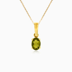 Yellow Gold Pendant with Exquisite Moldavite Stone