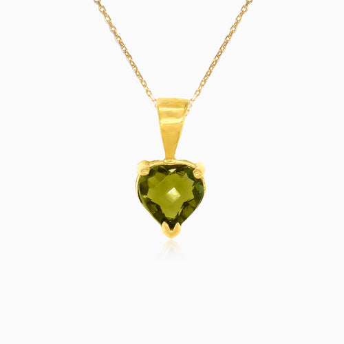 Herzliche Ausstrahlung in Gelbgold mit herzförmigem Moldavit