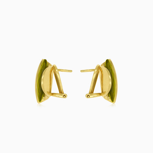 Elegantes pendientes de oro de 14 quilates con moldavita
