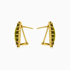 Oválné naušnice s moldavitem a kulatým broušeným granátem