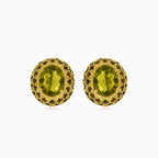 Visací naušnice s oválným vltavínem a kulatým granátem