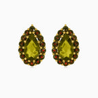 Naušnice s hruškovým vltavínem a kulatým granátem