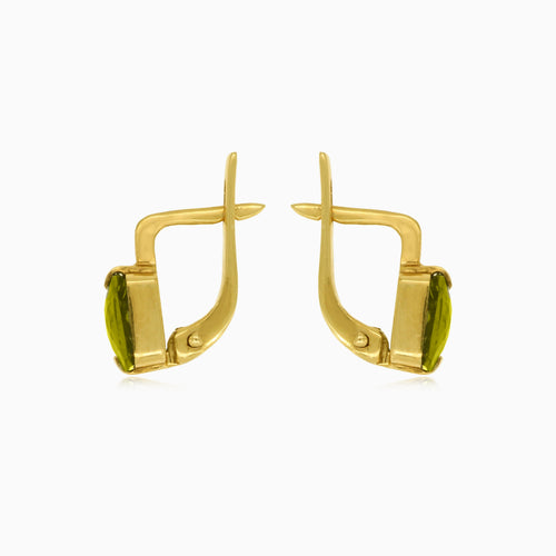 Luminescent rectangles gold and moldavite earrings