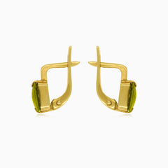 Boucles d’oreilles rectangulaires luminescentes en or et moldavite